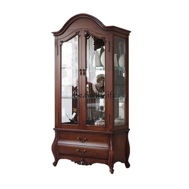 American retro living room wine cabinet solid wood glass European French cabinet
American retro living room wine cabinet solid wood glass European French cabinet