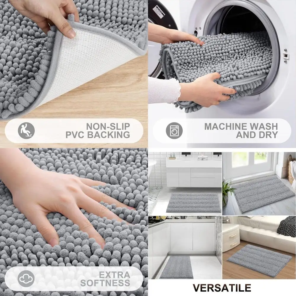 Thick & Absorbent Grey Chenille Striped Bath Rugs, 47x24, Non-Slip Plush Shower Mat, Machine Washable
Thick & Absorbent Grey Chenille Striped Bath Rugs, 47x24, Non-Slip Plush Shower Mat, Machine Washable