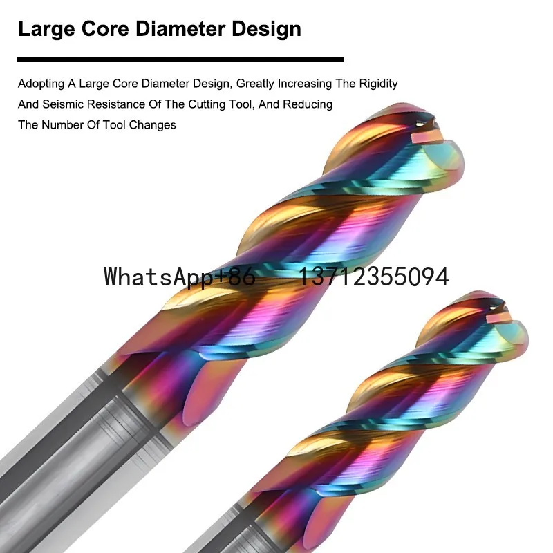 Tungsten Steel Carbide DLC Coating 3-Flute Round Nose Milling Cutter CNC Machining Center End Mill Tools HRC65
Tungsten Steel Carbide DLC Coating 3-Flute Round Nose Milling Cutter CNC Machining Center End Mill Tools HRC65