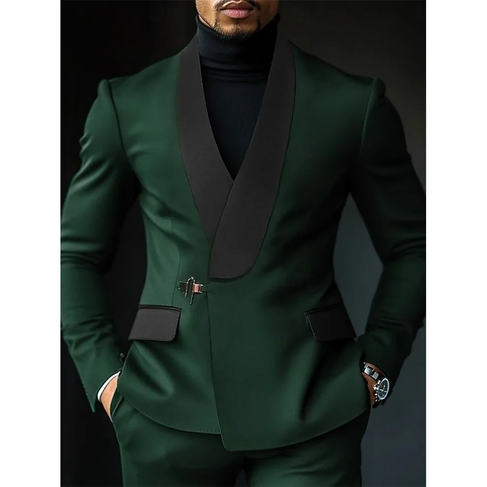 Contrast Color Men's Suit Set 2 Piece Elegant Shawl Lapel Slim Fit Formal Outfit Business Casual Jacket Pants Customized
Contrast Color Men's Suit Set 2 Piece Elegant Shawl Lapel Slim Fit Formal Outfit Business Casual Jacket Pants Customized