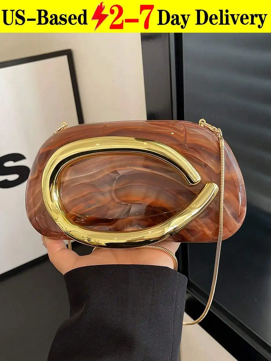 Elegant Metal Decorated Clutch Bag Retro Minimalist Solid Color Chain Crossbody For Women Evening Party
Elegant Metal Decorated Clutch Bag Retro Minimalist Solid Color Chain Crossbody For Women Evening Party