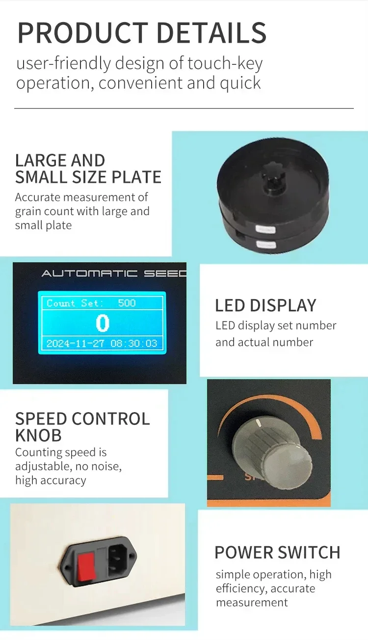 Automatic Electric Digital Seed Counter Machine with Tablet Totalizer for Accurate Seed Counting and Stock Management
Automatic Electric Digital Seed Counter Machine with Tablet Totalizer for Accurate Seed Counting and Stock Management