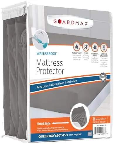 Guardmax Queen Mattress Protector - Waterproof, Dust Mite Proof, Soft & Quiet Fitted Sheet (60"x80"x15")
Guardmax Queen Mattress Protector - Waterproof, Dust Mite Proof, Soft & Quiet Fitted Sheet (60"x80"x15")