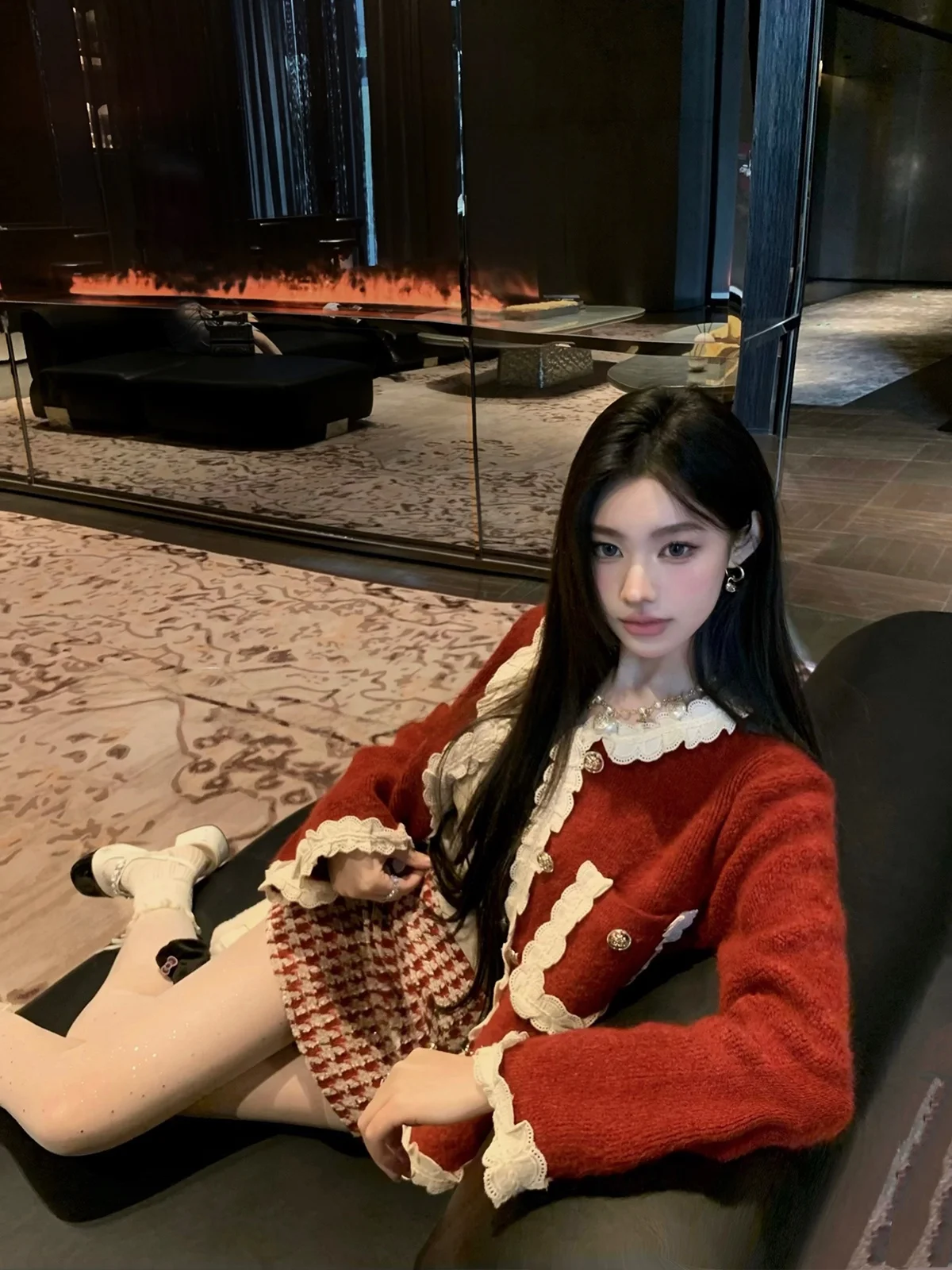 Chien Red Vintage ort Knitted Cardigan Women's Faion Lace Splicing Sweater Coat Commute Sle Pure E-commerce S
Chien Red Vintage ort Knitted Cardigan Women's Faion Lace Splicing Sweater Coat Commute Sle Pure E-commerce S