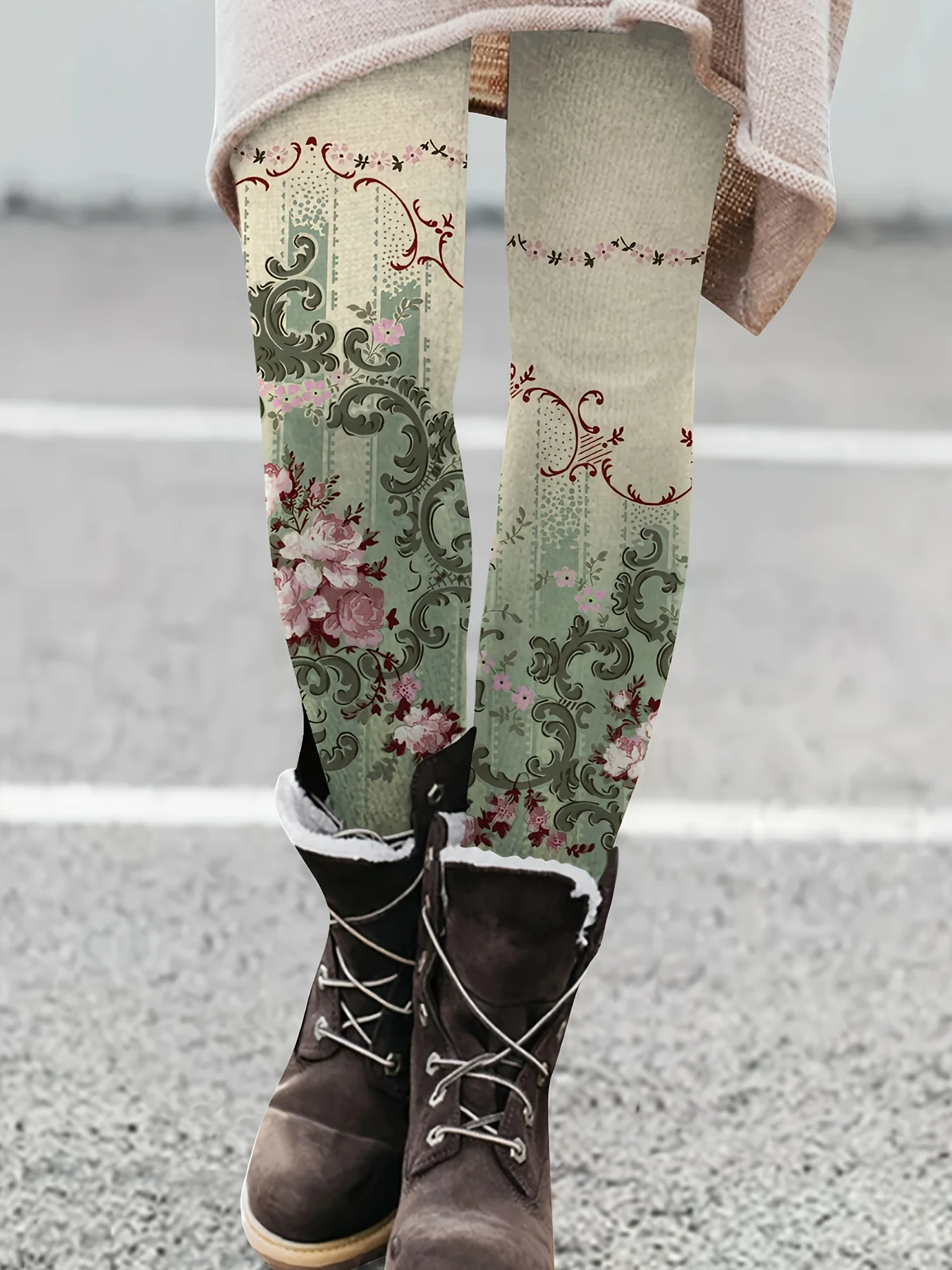 Women's Green Vintage Scroll Rose Floral Print Leggings Elegant Stretchy Casual Trousers
Women's Green Vintage Scroll Rose Floral Print Leggings Elegant Stretchy Casual Trousers