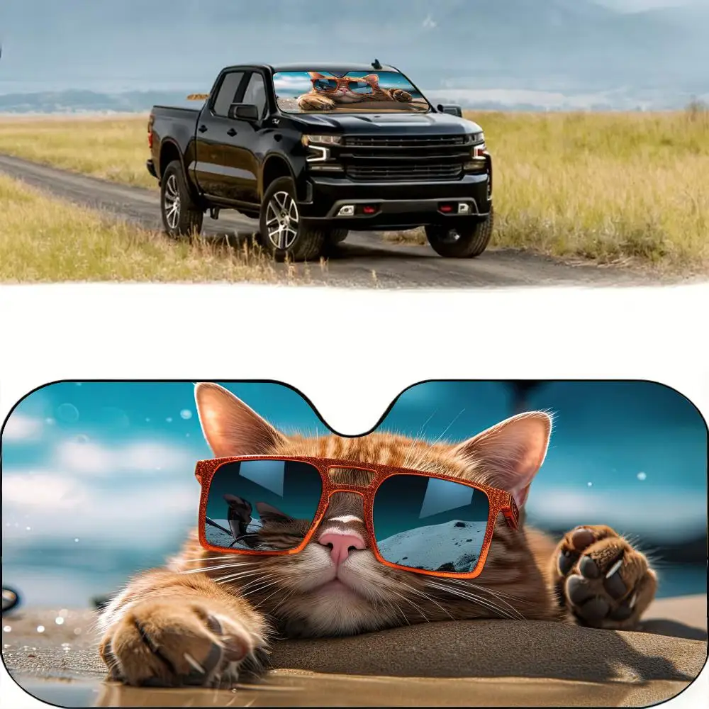 Cat Perched On Beach Sun Visor Reusable Aluminum Foil UV Protector Heat Three-layer Insulation Windshield Sunshades
Cat Perched On Beach Sun Visor Reusable Aluminum Foil UV Protector Heat Three-layer Insulation Windshield Sunshades