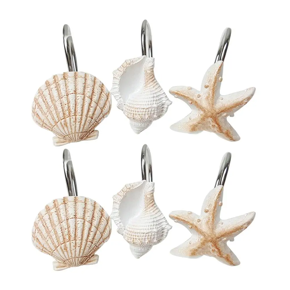 12 Pcs Conch Shell Hooks Decorative Resin Shower Curtain Rings Easy Install Bathroom Bedroom Accessories
12 Pcs Conch Shell Hooks Decorative Resin Shower Curtain Rings Easy Install Bathroom Bedroom Accessories