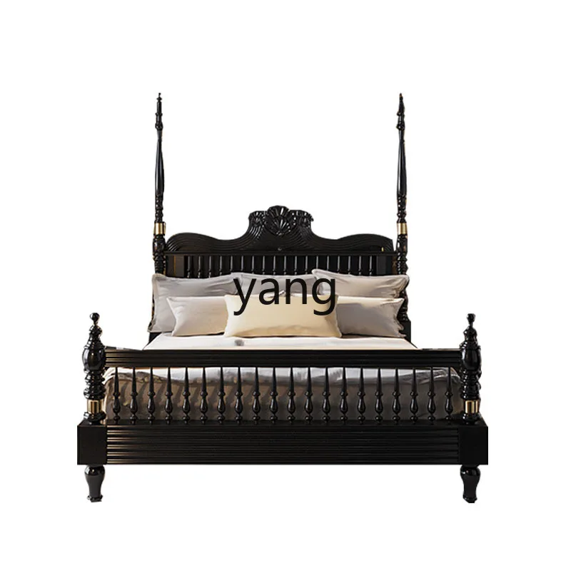 CX French retro black solid wood bed small apartment household double bed
CX French retro black solid wood bed small apartment household double bed