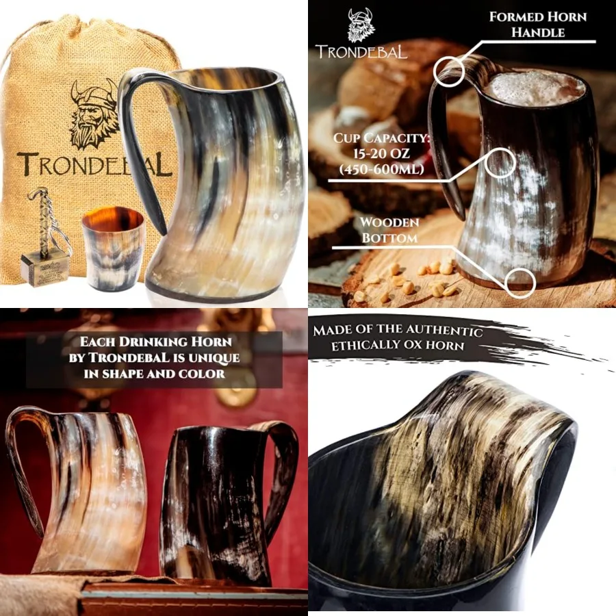 Viking Drinking Horn Mug - Unique Gifts for Men, 15-20 Oz Natural Ox Horn Cup Cofee Stein Cool Unique Gift for Brother or Dad,
Viking Drinking Horn Mug - Unique Gifts for Men, 15-20 Oz Natural Ox Horn Cup Cofee Stein Cool Unique Gift for Brother or Dad,