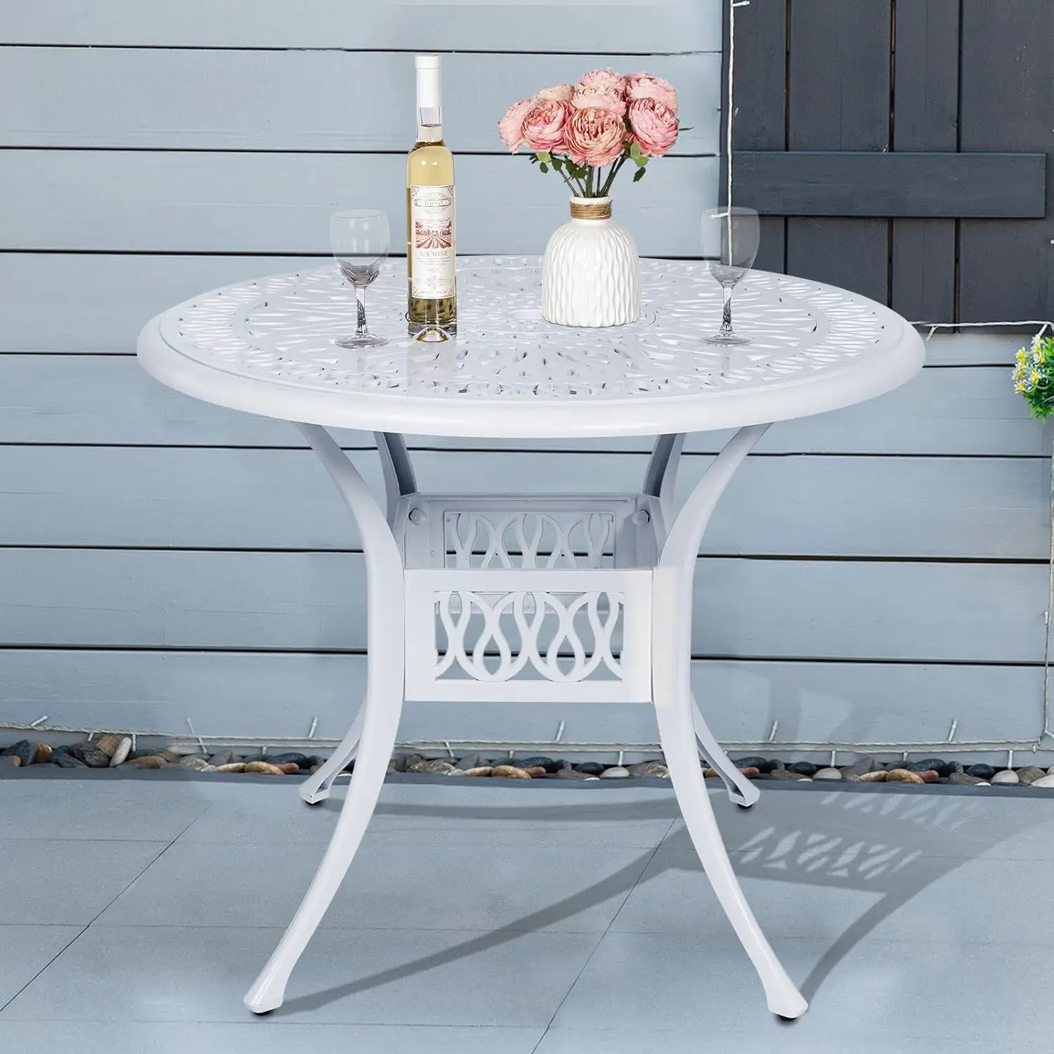 35.4" Round Patio Dinning Table, Outdoor Cast Aluminum Dinning Table with 2" Umbrella Hole
35.4" Round Patio Dinning Table, Outdoor Cast Aluminum Dinning Table with 2" Umbrella Hole