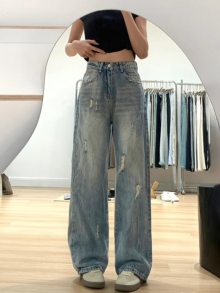 Ретро-джинсы с эффектом потертости, синие, женские, весенняя новинка, большие размеры, с высокой талией, свободные, стройнящие, для фигуры типа «груша», широкие брюки, повседневные, стильные
Ретро-джинсы с эффектом потертости, синие, женские, весенняя новинка, большие размеры, с высокой талией, свободные, стройнящие, для фигуры типа «груша», широкие брюки, повседневные, стильные