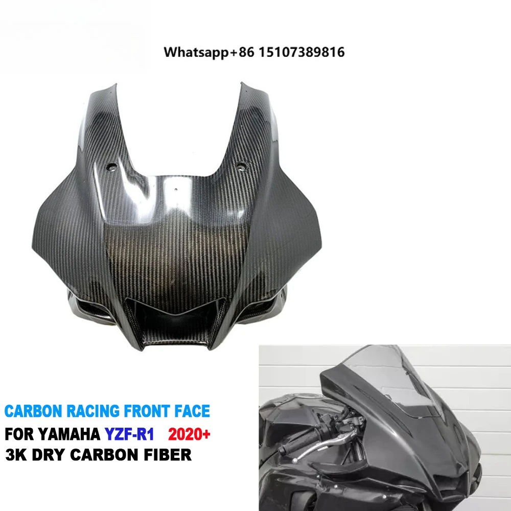 Carbon Real 3K Full Dry Carbon Fiber Racetrack Motorcycle Front Nose Headlight Fairing Cowl for R1 R1M 2020-2026
Carbon Real 3K Full Dry Carbon Fiber Racetrack Motorcycle Front Nose Headlight Fairing Cowl for R1 R1M 2020-2026