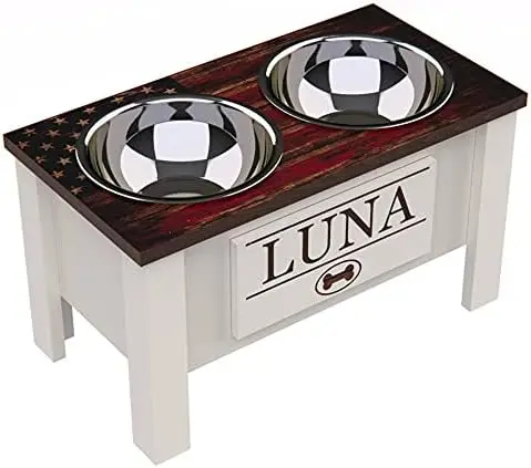 GTW Elevated Dog Bowl Stand for Large Dogs - Customized Feeding Station with Storage & Stainl Steel Bowls (Large, Flag
GTW Elevated Dog Bowl Stand for Large Dogs - Customized Feeding Station with Storage & Stainl Steel Bowls (Large, Flag