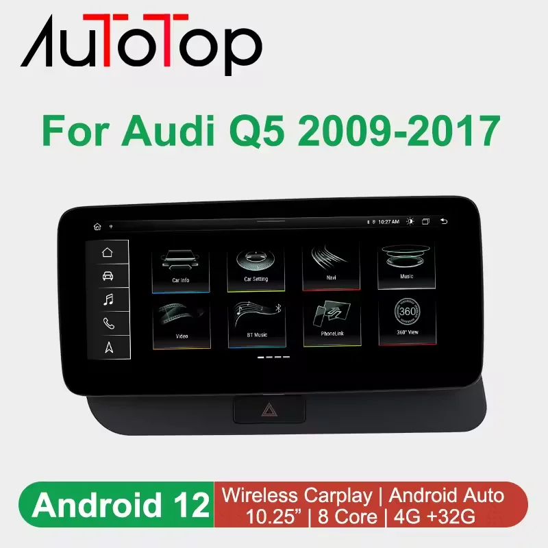 AUTOTOP 10.25 Inch Wireless Carplay Android Auto Car Radio Multiemdia For Audi Q5 2009-2017 4G WiFi GPS Touch Screen Autoradio
AUTOTOP 10.25 Inch Wireless Carplay Android Auto Car Radio Multiemdia For Audi Q5 2009-2017 4G WiFi GPS Touch Screen Autoradio
