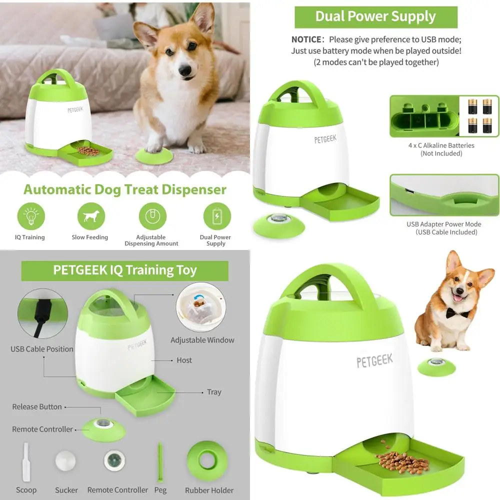 Automatic Dog Feeder with Remote, Dual Power, and Puzzle Toys for Indoor/Outdoor Play (Green)
Automatic Dog Feeder with Remote, Dual Power, and Puzzle Toys for Indoor/Outdoor Play (Green)