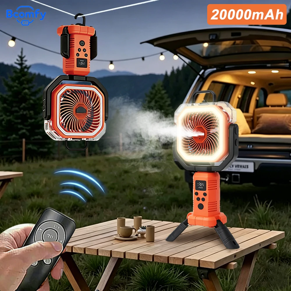 Camping Misting Fan 20000mAh Rechargeable Portable Spray Tripod Fan Wireless Ceiling Electric Fan with Power Bank LED Lighting
Camping Misting Fan 20000mAh Rechargeable Portable Spray Tripod Fan Wireless Ceiling Electric Fan with Power Bank LED Lighting