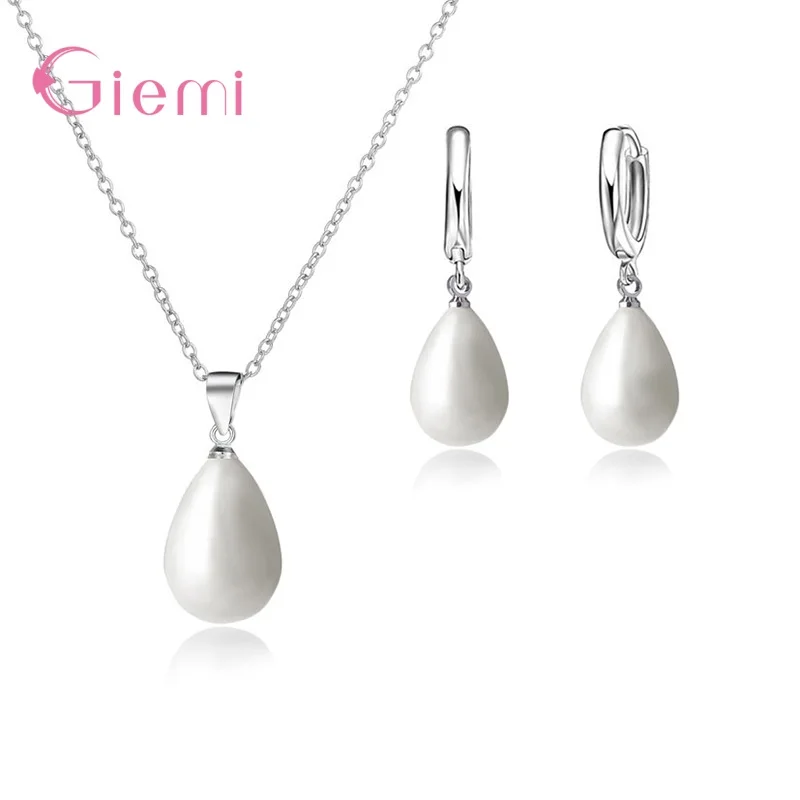 Fast Delivery Women Girls 925 Sterling Silver Jewelry Sets Wedding Engagement Party Waterdrop Pearl Earrings Necklace 
Fast Delivery Women Girls 925 Sterling Silver Jewelry Sets Wedding Engagement Party Waterdrop Pearl Earrings Necklace