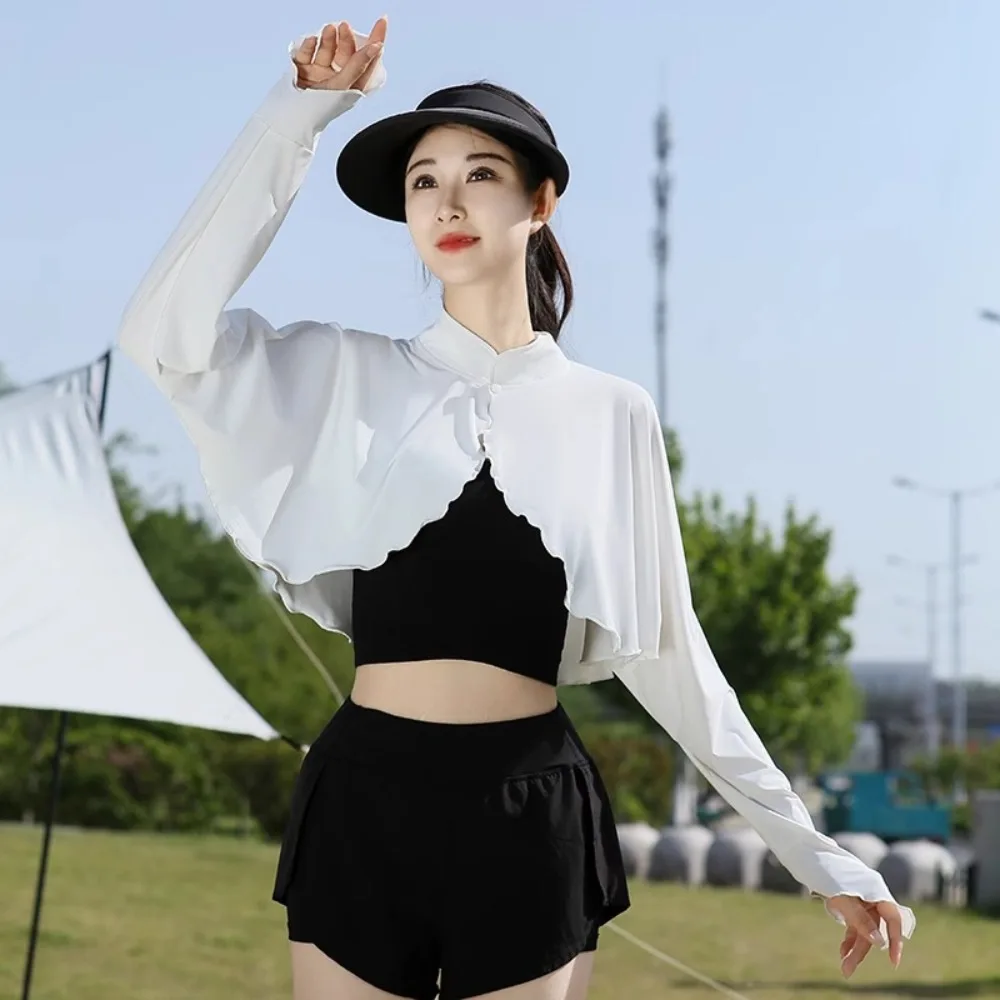 Solid Color Sunscreen Shawl Ice Silk Thin Fabric Thin Crop Top Sun Protection Breathable Long Sleeve Crop Top Summer Season
Solid Color Sunscreen Shawl Ice Silk Thin Fabric Thin Crop Top Sun Protection Breathable Long Sleeve Crop Top Summer Season