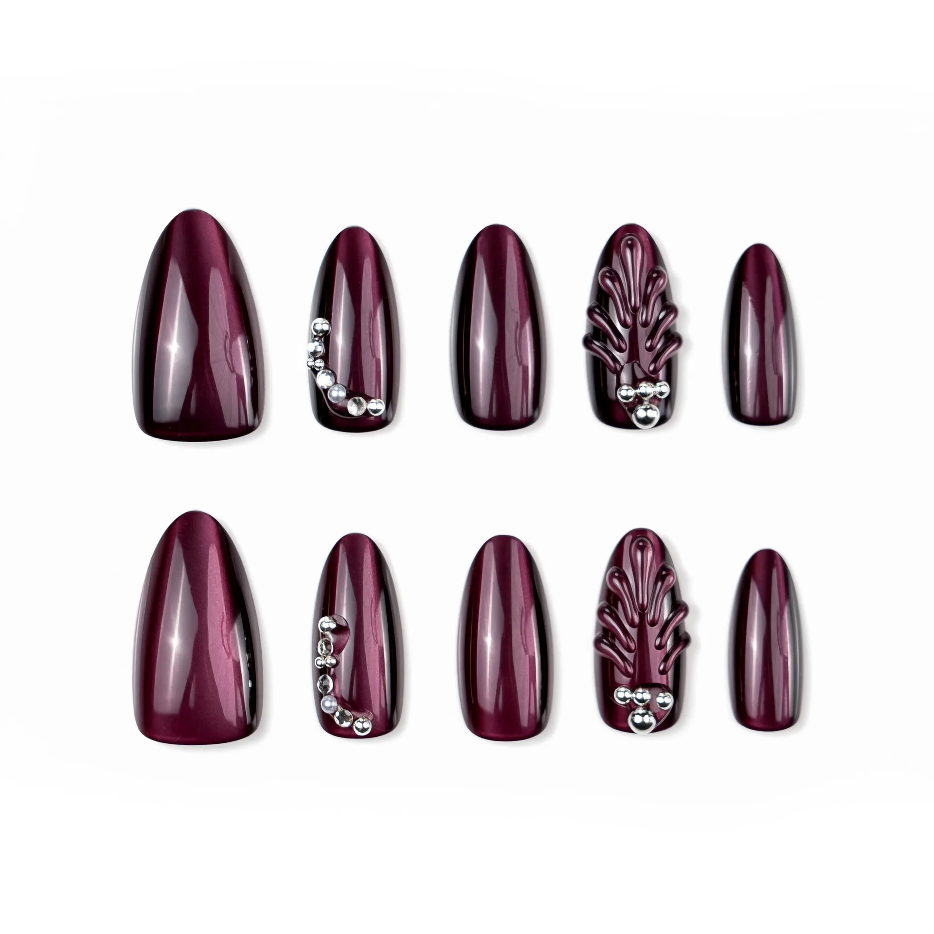 24Pcs Mid-length Almond False Nails Simple Cat's Eye Rhinestone Pearl Design Press on Fake Nails Wearable Full Cover Nails Tips
24Pcs Mid-length Almond False Nails Simple Cat's Eye Rhinestone Pearl Design Press on Fake Nails Wearable Full Cover Nails Tips