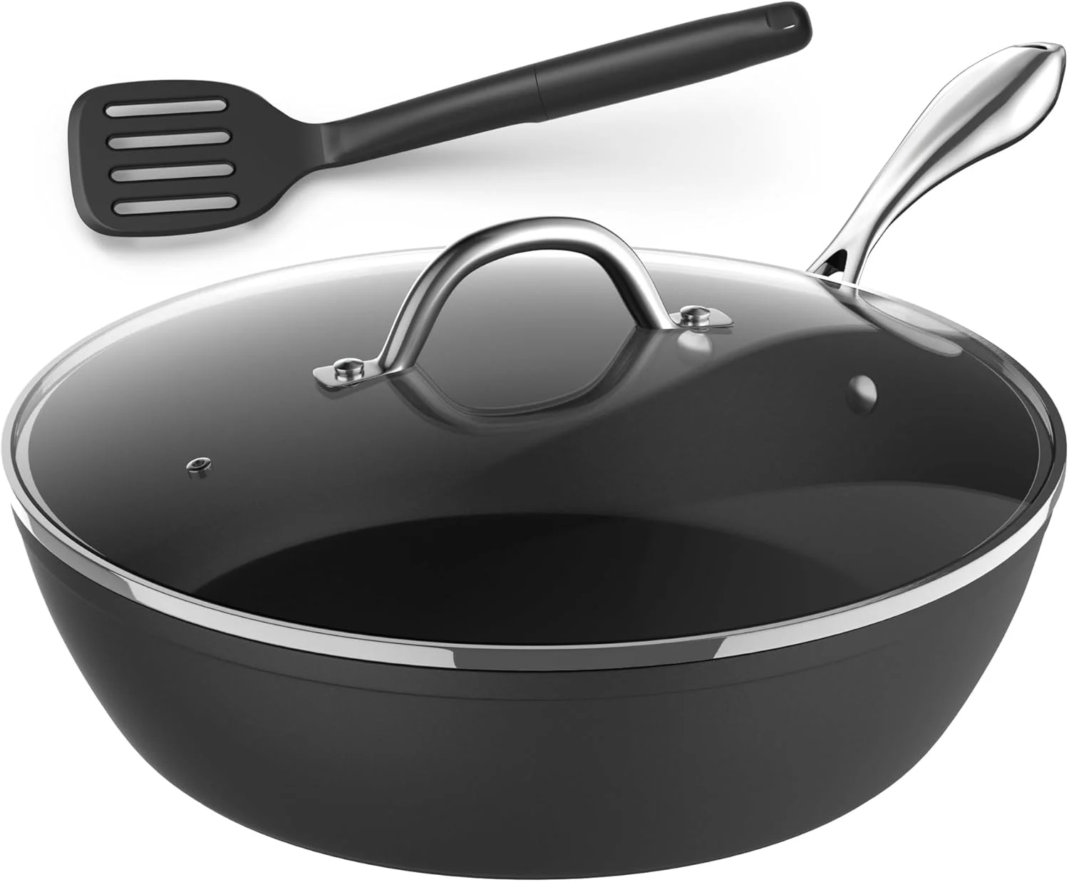 11 Inch Non-Stick Deep Frying Pan with Lid 5Qt Aluminum Skillet PFOA/PFOS Free Induction & All Stoves Compatible Oven/Dishwasher
11 Inch Non-Stick Deep Frying Pan with Lid 5Qt Aluminum Skillet PFOA/PFOS Free Induction & All Stoves Compatible Oven/Dishwasher