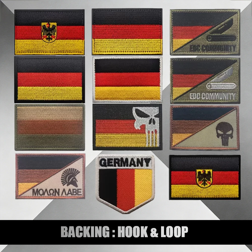 German Flag Tactical Patches - Black Red Gold Embroidered Patches EDC Community & Punisher Fabric Patches With Hook&Loop Backing
German Flag Tactical Patches - Black Red Gold Embroidered Patches EDC Community & Punisher Fabric Patches With Hook&Loop Backing