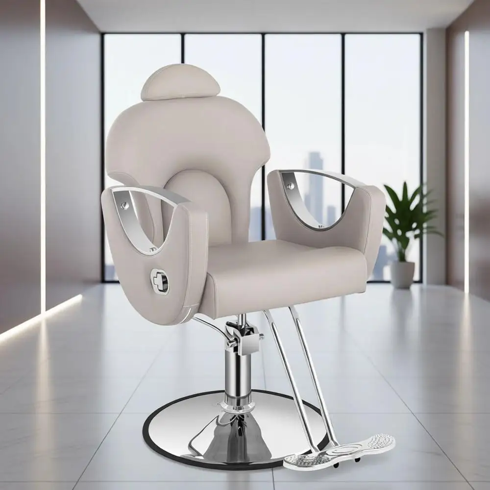 Heavy Duty Hydraulic Reclining Chair for Barbers and Stylists with 360° Swivel, Grey Silver
Heavy Duty Hydraulic Reclining Chair for Barbers and Stylists with 360° Swivel, Grey Silver