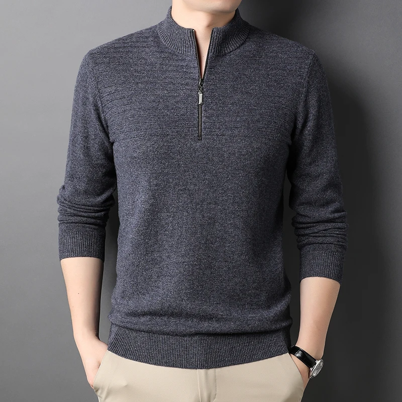 New 100% Wool Zipper Pullover Men's Sweaters Luxury Long Sleeve Solid Color Computer Knitted Spring Autumn Male Sweaters 4XL
New 100% Wool Zipper Pullover Men's Sweaters Luxury Long Sleeve Solid Color Computer Knitted Spring Autumn Male Sweaters 4XL