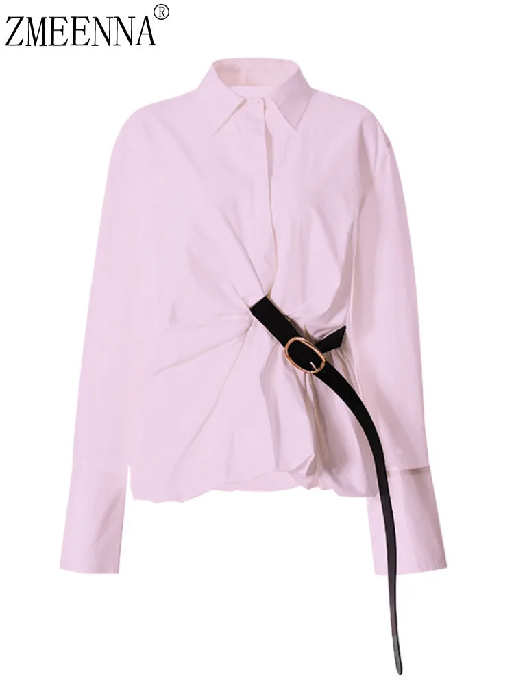 ZMEENNA Solid Color Lapel Neck Long Sleeve Single Breasted With Belt Shirt For Women 2025 Spring Fashion Female New Blouse ZM620
ZMEENNA Solid Color Lapel Neck Long Sleeve Single Breasted With Belt Shirt For Women 2025 Spring Fashion Female New Blouse ZM620