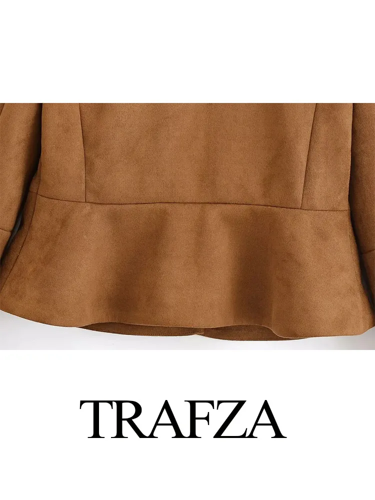 TRAFZA Women 2025 Autumn Fashion Versatile Solid Suede Jacket Female High Street Casual Round Neck Single Breasted Jacket Mujer
TRAFZA Women 2025 Autumn Fashion Versatile Solid Suede Jacket Female High Street Casual Round Neck Single Breasted Jacket Mujer