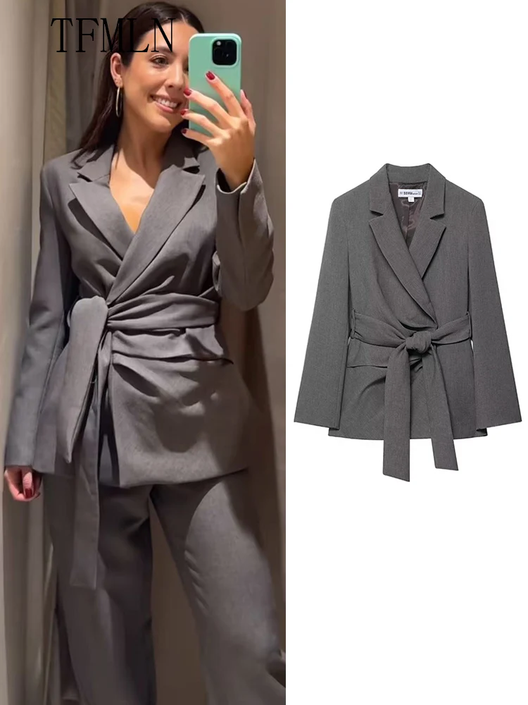 TFMLN офисные женские однотонные пиджаки на шнуровке, пальто, осень 2021, модные свободные повседневные куртки с зубцами, простая шикарная верхняя одежда с длинными рукавами
TFMLN офисные женские однотонные пиджаки на шнуровке, пальто, осень 2021, модные свободные повседневные куртки с зубцами, простая шикарная верхняя одежда с длинными рукавами