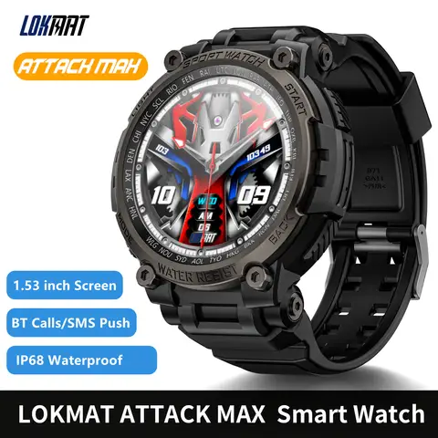 LOKMAT New ATTACK MAX Sport Rugged Smart Watch BT Calls Waterproof Military Smartwatches Heart Rate Monitor Fitness Tracker