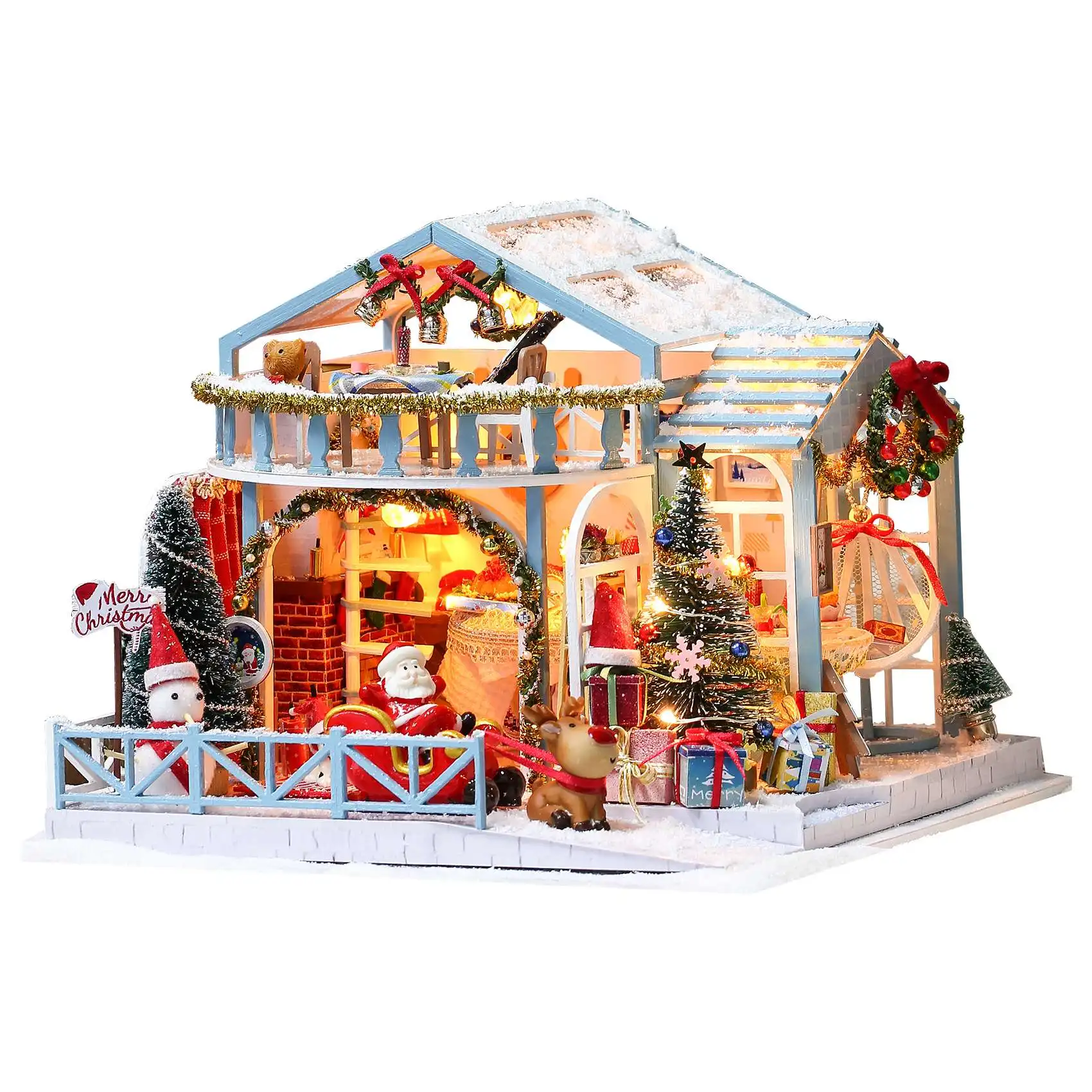 Christmas DIY Doll House Snow Night House Model Santa Claus Elk DIY House Office Bedroom Desktop Craft Gift (Dust Cover)
Christmas DIY Doll House Snow Night House Model Santa Claus Elk DIY House Office Bedroom Desktop Craft Gift (Dust Cover)