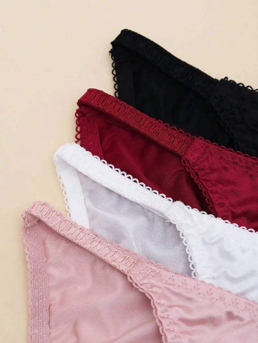 4pcs Smooth Waist Elastic Briefs For Women Mid-Waist Satin Underwear Solid Color
4pcs Smooth Waist Elastic Briefs For Women Mid-Waist Satin Underwear Solid Color