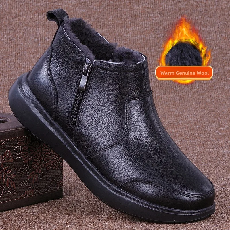 Мужские зимние высокие ботинки из шерсти и кожи с теплой флисовой подкладкой, на молнии, для снежной погоды, повседневные, с круглым носком, на резиновой подошве
Мужские зимние высокие ботинки из шерсти и кожи с теплой флисовой подкладкой, на молнии, для снежной погоды, повседневные, с круглым носком, на резиновой подошве