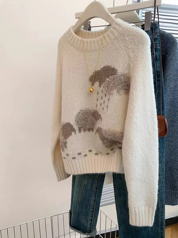 2024 Autumn/Winter New Round Neck Sweater Women's Pullover Knitted Tops Fashion Lazy Style Long Sleeve Loose Sweater
2024 Autumn/Winter New Round Neck Sweater Women's Pullover Knitted Tops Fashion Lazy Style Long Sleeve Loose Sweater