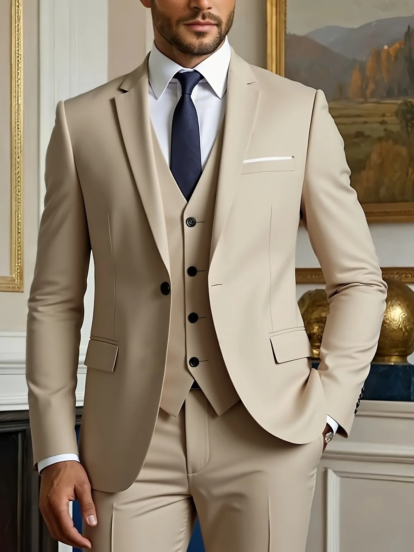 【Men's Suit】3pcs Men's Formal Suit - Go-To Outfit for Business Meetings & Wedding Parties
【Men's Suit】3pcs Men's Formal Suit - Go-To Outfit for Business Meetings & Wedding Parties