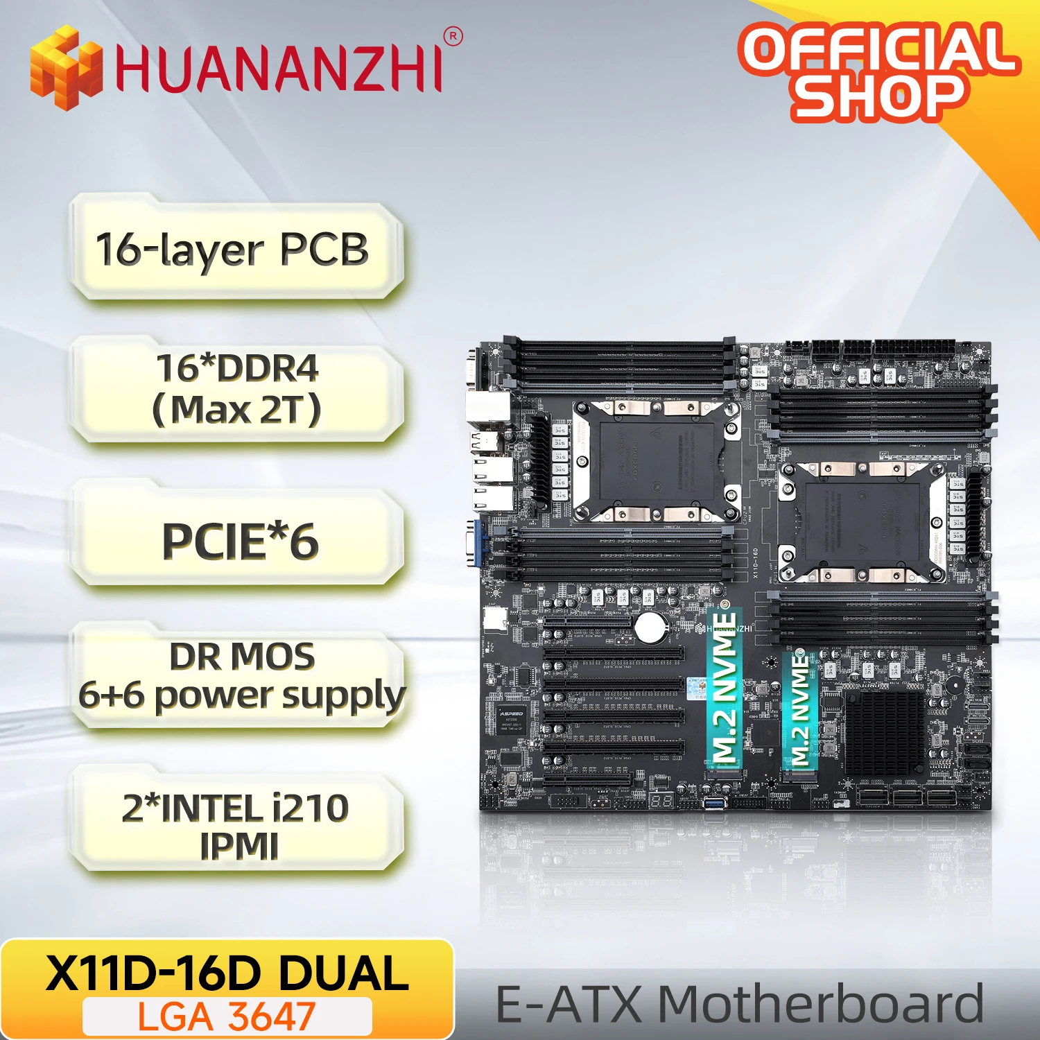 HUANANZHI X11D 16D LGA 3647 XEON X11D Motherboard support Intel XEON 1st and 2nd Gen Dual CPU Supports up to 2TB DDR4 RECC
HUANANZHI X11D 16D LGA 3647 XEON X11D Motherboard support Intel XEON 1st and 2nd Gen Dual CPU Supports up to 2TB DDR4 RECC