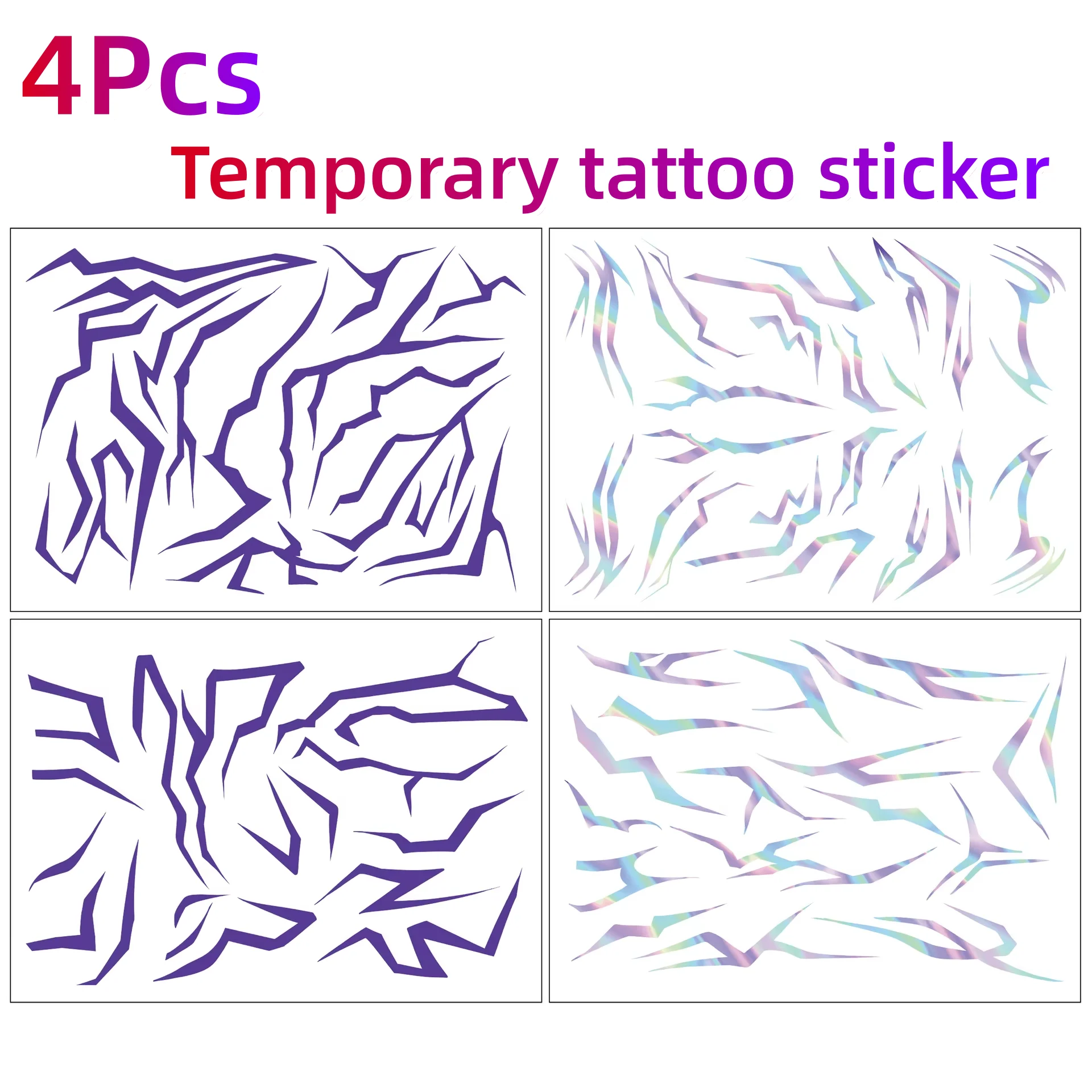 4PCS KPop Temporary Tattoo Set Purple Colorful Patters Bithday Party Halloween Costume Party Cosplay Body Tattoos
4PCS KPop Temporary Tattoo Set Purple Colorful Patters Bithday Party Halloween Costume Party Cosplay Body Tattoos