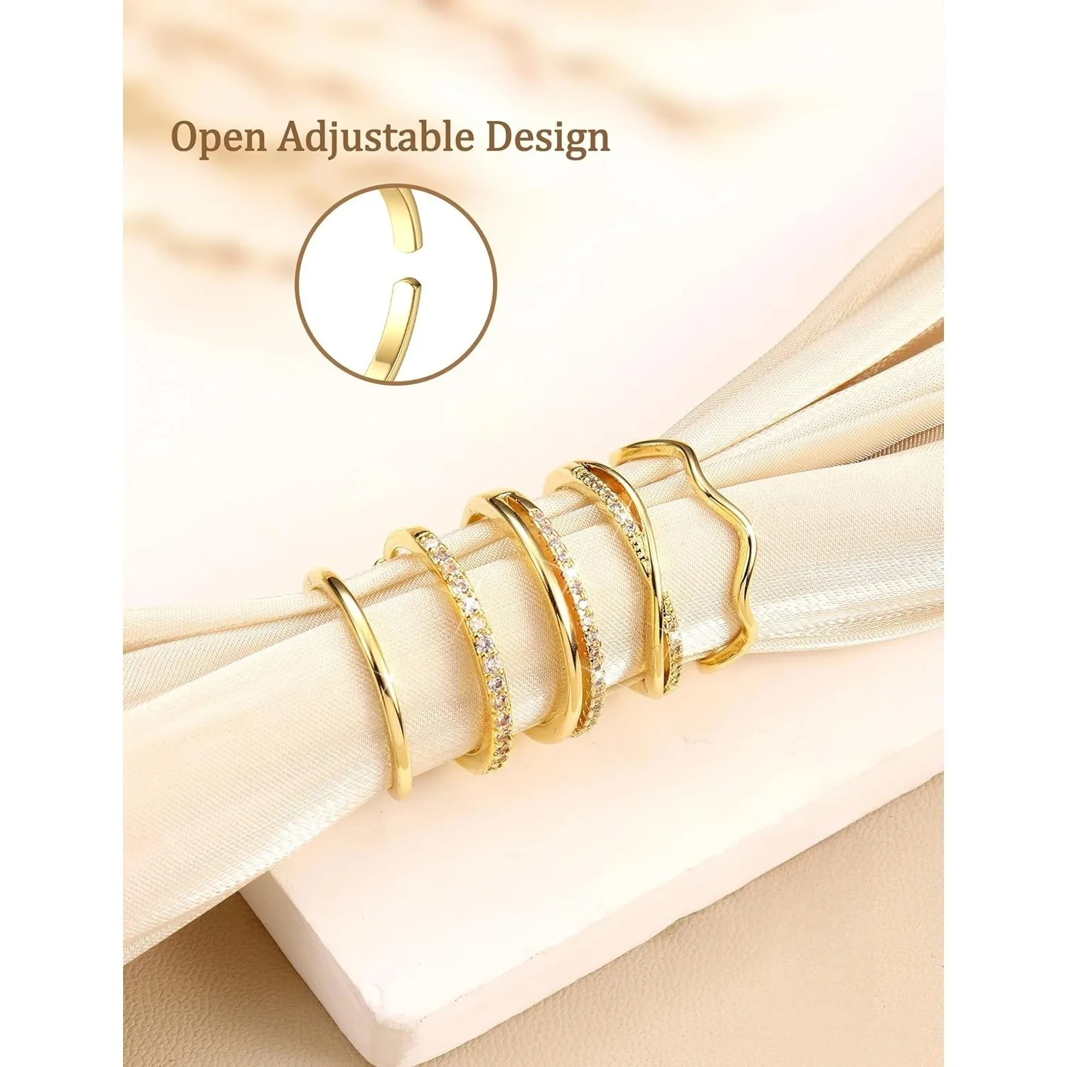 Bobisty Gold-plated Stackable Rings for Women Non Tarnish Open Adjustable Ring Cubic Zirconia Dainty Promise Thin Thumb Ring Set
Bobisty Gold-plated Stackable Rings for Women Non Tarnish Open Adjustable Ring Cubic Zirconia Dainty Promise Thin Thumb Ring Set