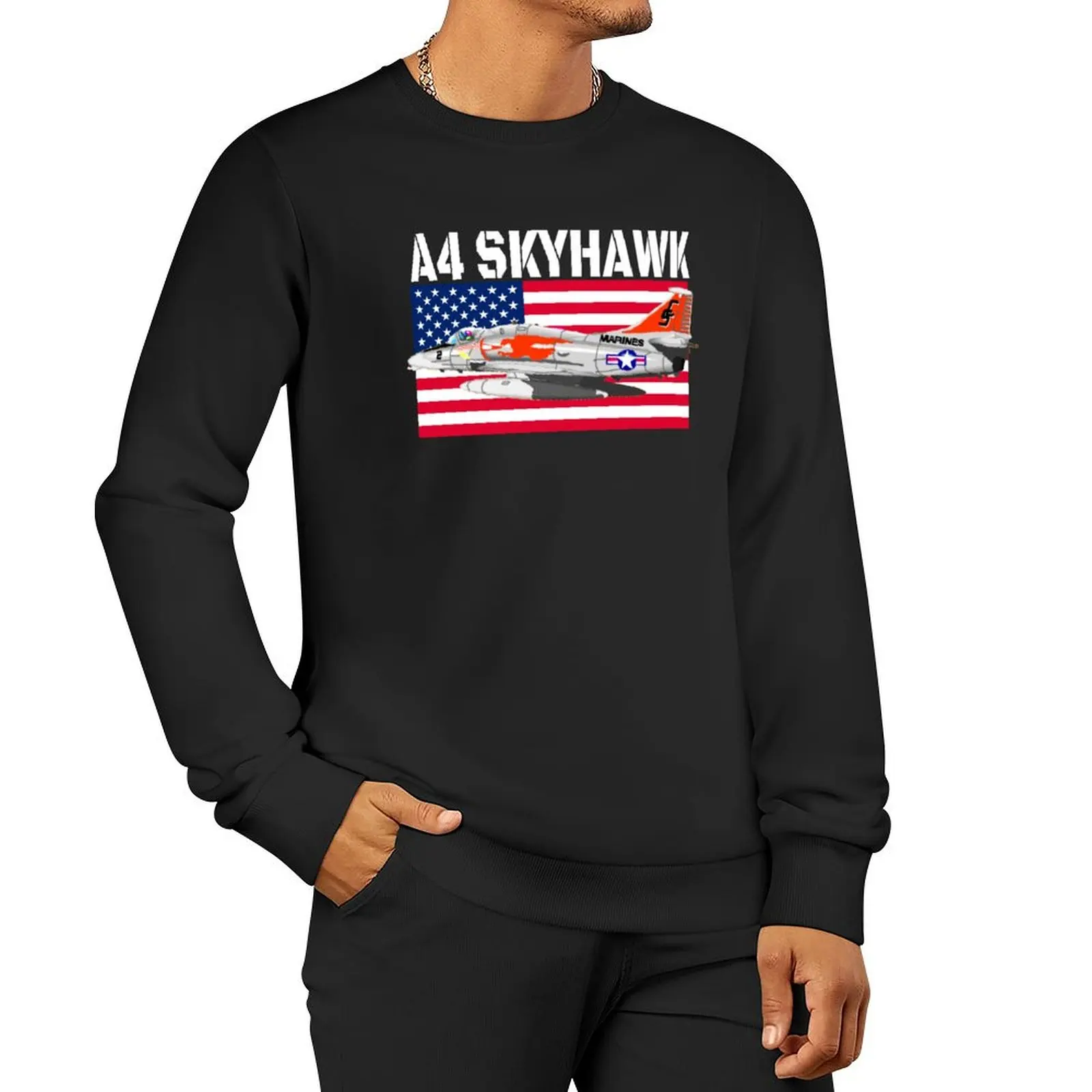 Marine Corps A-4 Skyhawk and the American flag. Fun pilot and aircraft t-shirts, perfect for aviation buffs and Pullover Hoodie
Marine Corps A-4 Skyhawk and the American flag. Fun pilot and aircraft t-shirts, perfect for aviation buffs and Pullover Hoodie