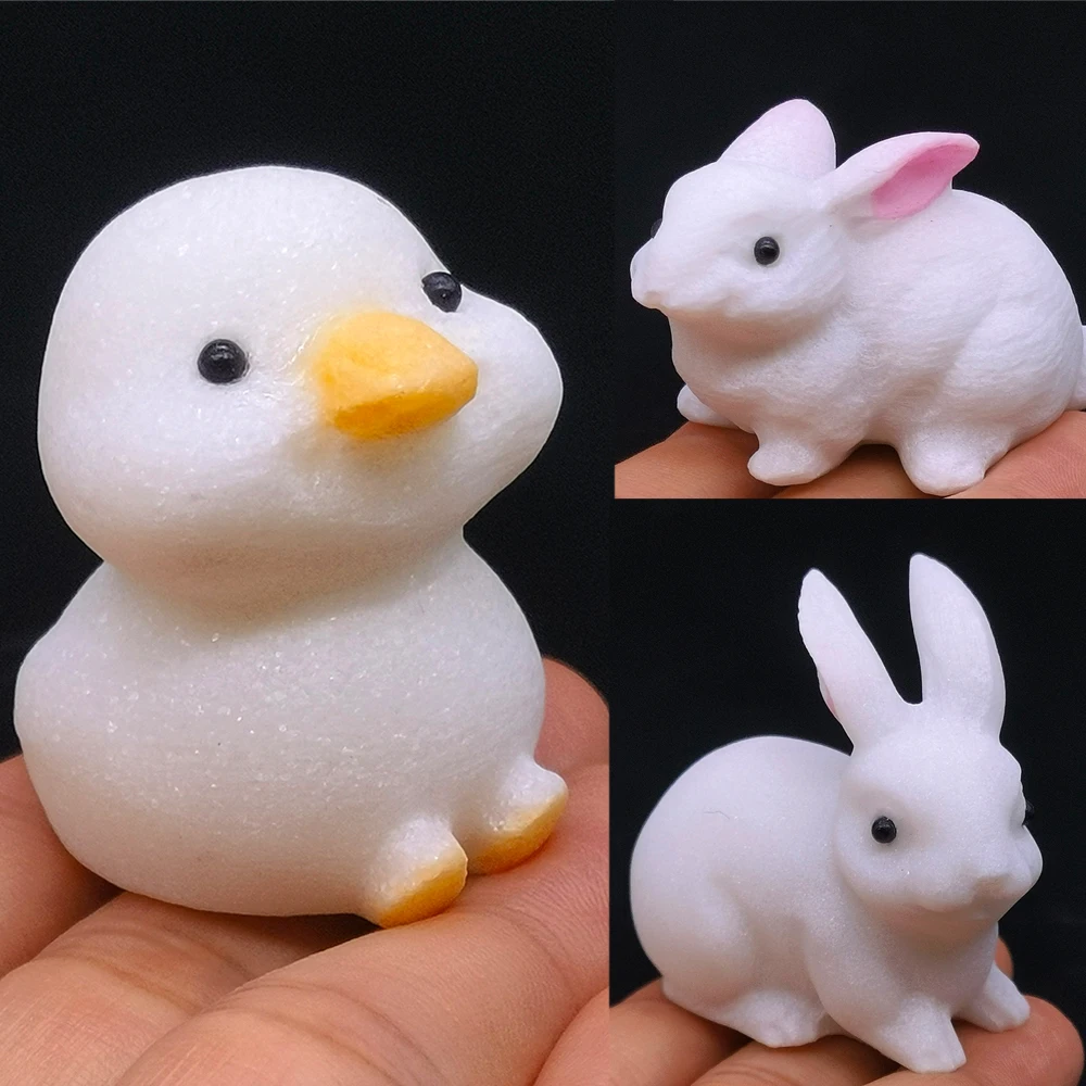 Natural Crystals and Stones White Jade Rabbit Bunny Ornaments Duck Figurine White Jade Mineral Craft gifts for Home Decoration
Natural Crystals and Stones White Jade Rabbit Bunny Ornaments Duck Figurine White Jade Mineral Craft gifts for Home Decoration