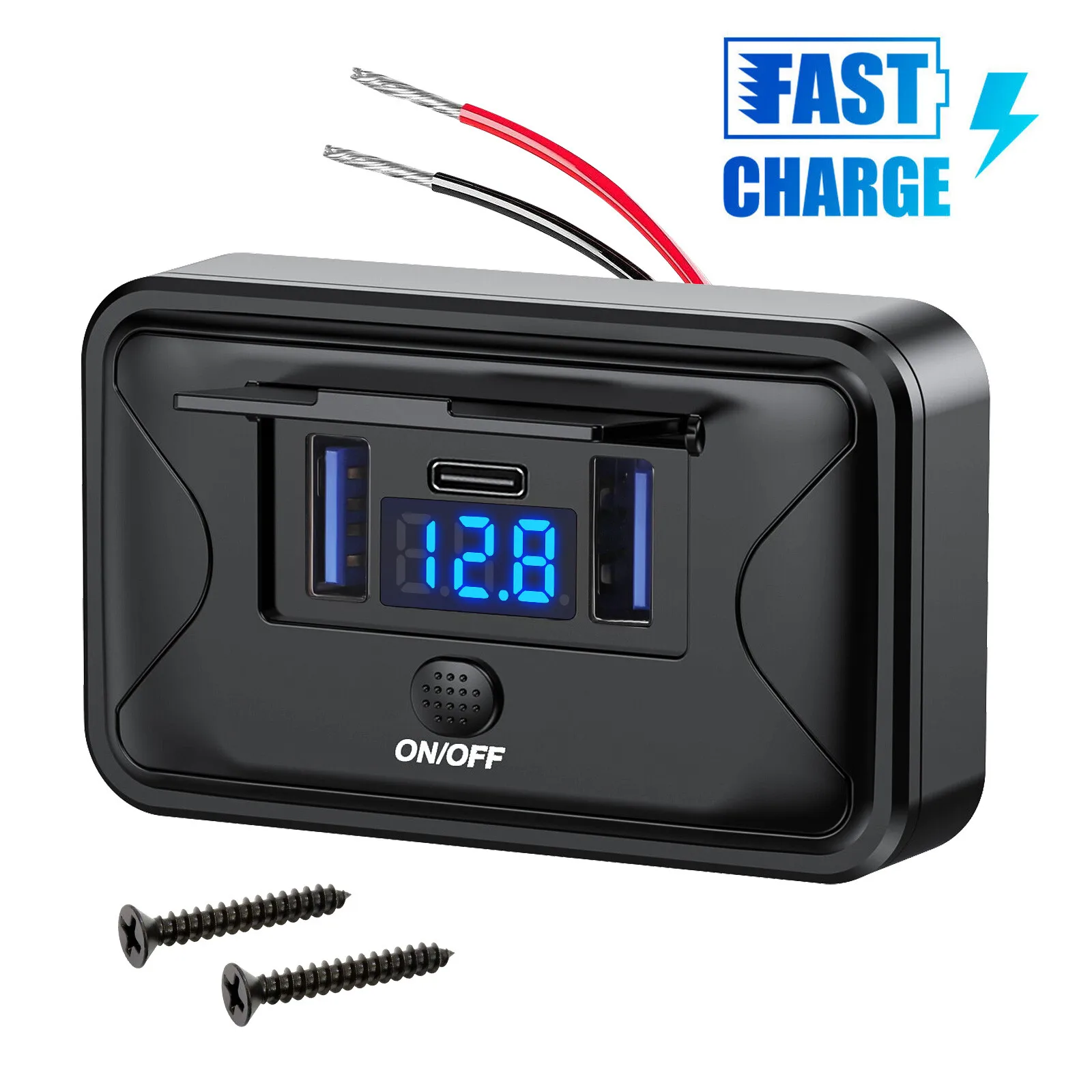 12V-24V Dual USB QC3.0 & PD Car Fast Charger Socket Power Outlet On-Off Switch
12V-24V Dual USB QC3.0 & PD Car Fast Charger Socket Power Outlet On-Off Switch