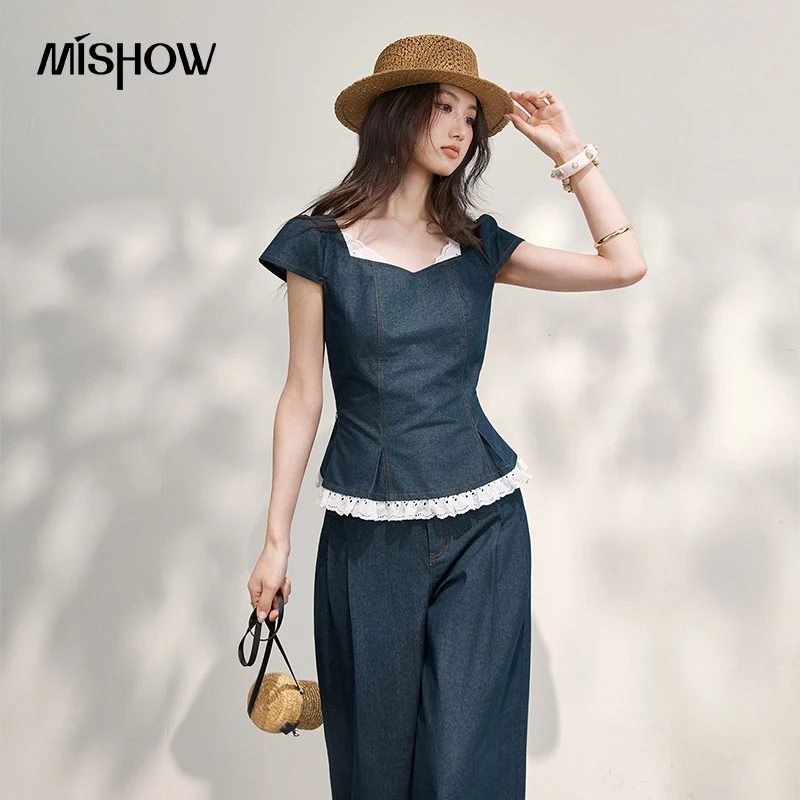 MISHOW Retro Denim Two-Piece Set For Women 2026 Summer New French Square Neck Puff Sleeve Lace Top Wide Leg Pants Set MXF27T1674
MISHOW Retro Denim Two-Piece Set For Women 2026 Summer New French Square Neck Puff Sleeve Lace Top Wide Leg Pants Set MXF27T1674