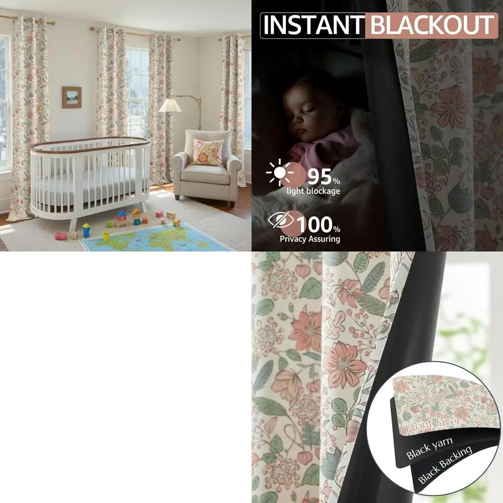 Pink Floral 95% Blackout Curtains, 84 Long, Grommet Top, Set of 2 Panels for Girls' Room & Living Spaces
Pink Floral 95% Blackout Curtains, 84 Long, Grommet Top, Set of 2 Panels for Girls' Room & Living Spaces