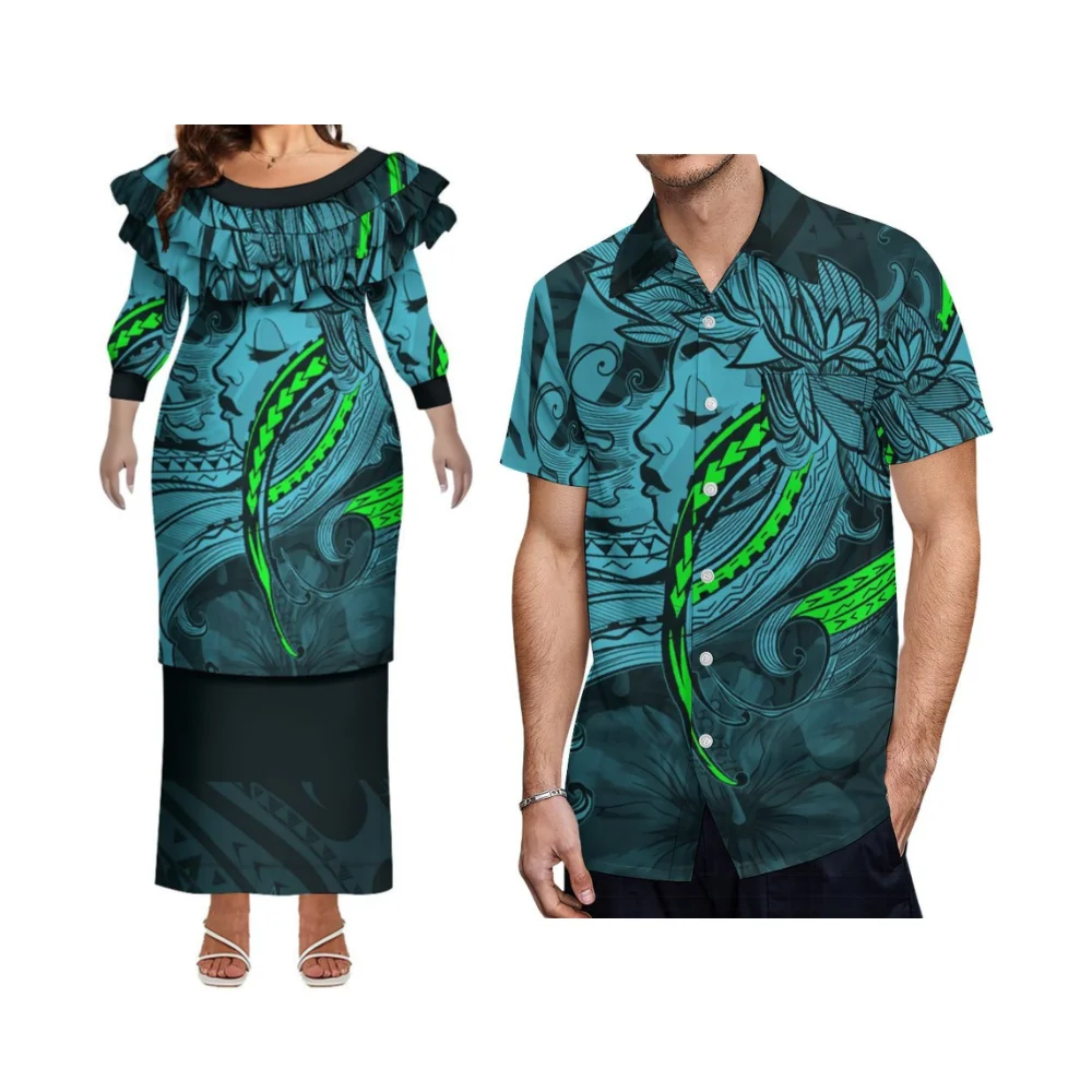 Полинезийский повседневный парный комплект XGSPE - Женское платье-пулетаси с круглым вырезом и кружевной отделкой, мужская рубашка с коротким рукавом
Полинезийский повседневный парный комплект XGSPE - Женское платье-пулетаси с круглым вырезом и кружевной отделкой, мужская рубашка с коротким рукавом