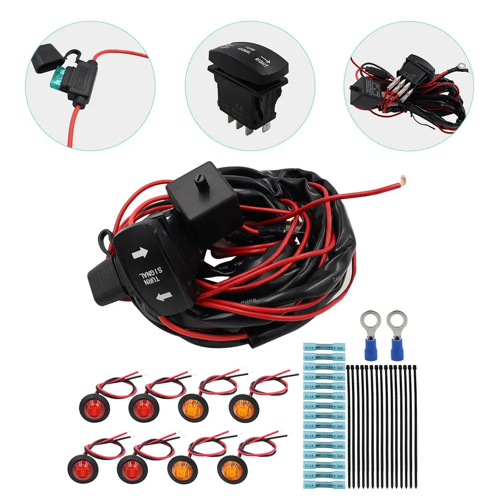 1Set Turn Signal Kit Wiring Harness Universal Utv Atv Rocker Switch Turn Signal Light Kit Durable Plug Play Safety Driving
1Set Turn Signal Kit Wiring Harness Universal Utv Atv Rocker Switch Turn Signal Light Kit Durable Plug Play Safety Driving