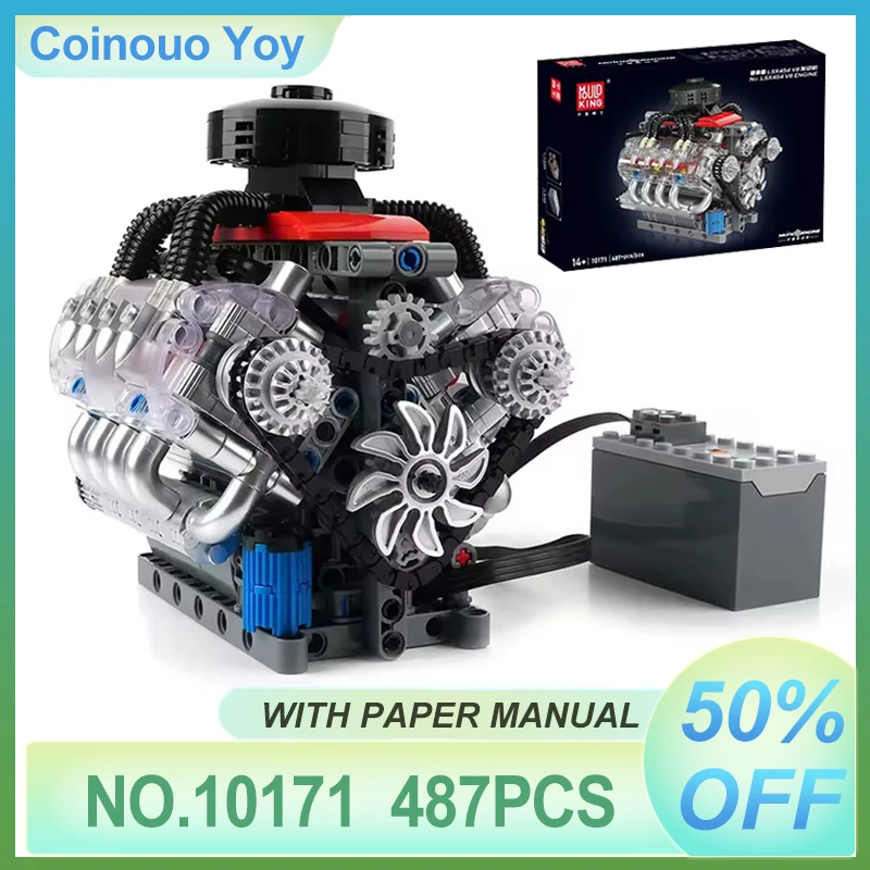 Mold King 10171 LSX454 V8 Моторизованная имитационная модель двигателя Строительные блоки с электроприводом Технические игрушки для автомобилей Рождественский подарок
Mold King 10171 LSX454 V8 Моторизованная имитационная модель двигателя Строительные блоки с электроприводом Технические игрушки для автомобилей Рождественский подарок