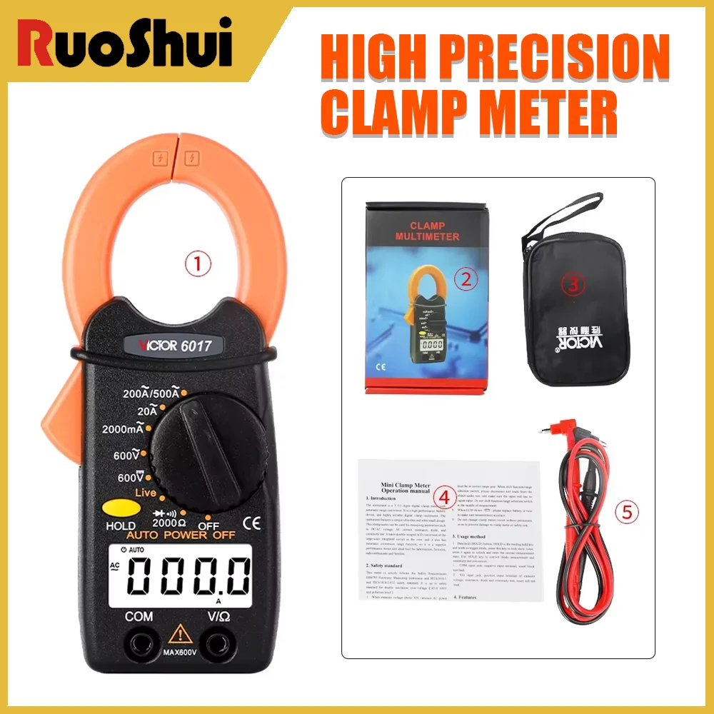 Victor 6017 Mini Digital Clamp Meter 32mm Jaw Pliers Ammeter Pocket Meter Current Voltage Tester profesional multimetro
Victor 6017 Mini Digital Clamp Meter 32mm Jaw Pliers Ammeter Pocket Meter Current Voltage Tester profesional multimetro