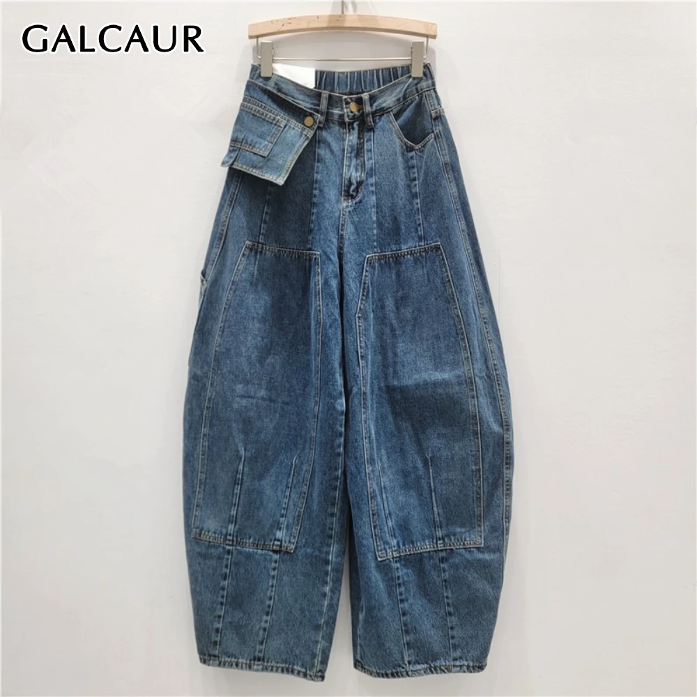 GALCAUR синие уличные брюки со сращенными карманами, женские свободные брюки с высокой талией в американском стиле ретро, женские широкие брюки, осенняя мода, новинка 
GALCAUR синие уличные брюки со сращенными карманами, женские свободные брюки с высокой талией в американском стиле ретро, женские широкие брюки, осенняя мода, новинка