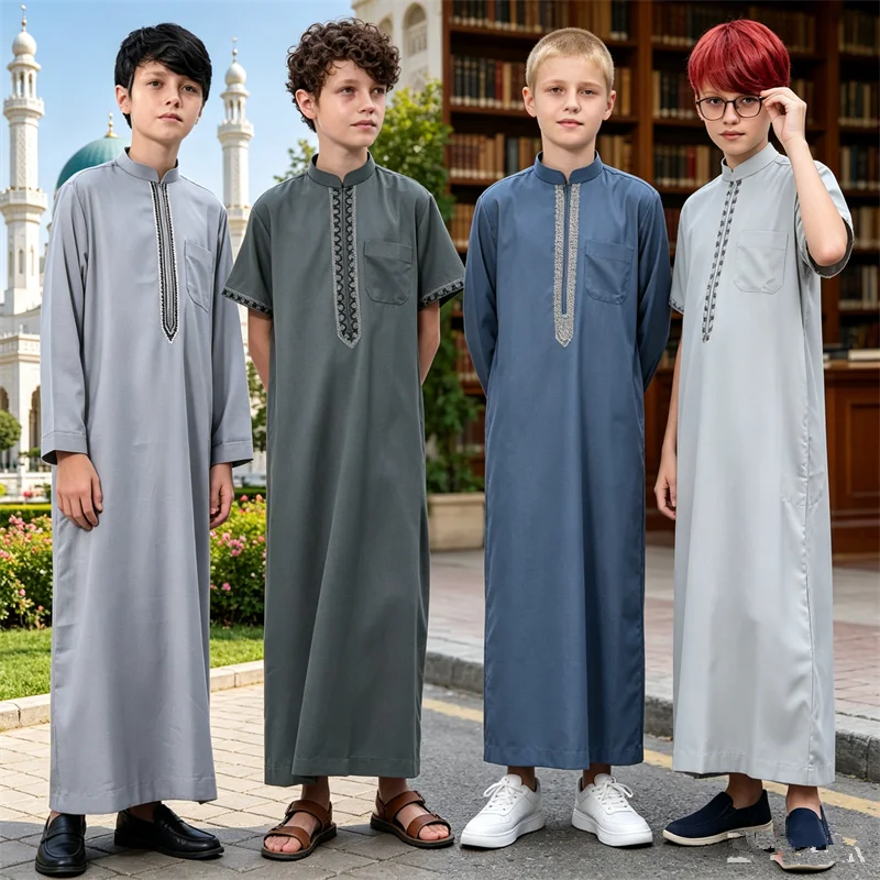 Kids Boys Jubba Thobe Muslim Dress Kaftan Saudi Gown Embroidery Arabic Islam Traditional Clothing Middle East Kaftan Abaya Robe
Kids Boys Jubba Thobe Muslim Dress Kaftan Saudi Gown Embroidery Arabic Islam Traditional Clothing Middle East Kaftan Abaya Robe